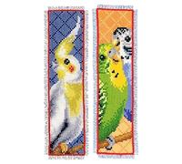 Segnalibro Vervaco punto croce contatokit "Pappagalli" Set di 3, 6x20cm, fai da