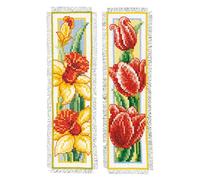 VERVACO Kit Punto Croce Segnalibri Contato SET DI FIORI DA 2 Segnalibri Punto Croce Da Ricamare 6 x 20 cm Set Fai Da Te Creativo Adulti Ricamo Accessori Per Lavoretti Creativi Cross Stitch