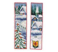 VERVACO Kit Punto Croce Segnalibri Contato VILLAGGI INVERNALI SET DA 2 Segnalibri Punto Croce Da Ricamare 6 x 20 cm Set Fai Da Te Creativo Adulti Ricamo Accessori Per Lavoretti Creativi