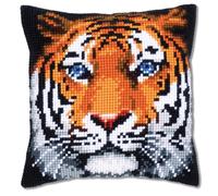 Vervaco Cuscino a Punto Croce Tigre, Cotone, Assortiti, 18.4 x 0.6 x 9.6 cm