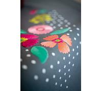 VERVACO Kit Ricamo Prestampato Tovaglia FIORI COLORATI Set Ricamo Biancheria Da Tavola 80 x 80 cm Set Fai Da Te Creativo Size Kit Hobby Creativi Adulti Casa Decor Embroidery