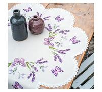 VERVACO Kit Ricamo Prestampato Tovaglia LAVANDA Set Ricamo Biancheria Da Tavola ca. 75 x 75 cm Set Fai Da Te Creativo Size Kit Hobby Creativi Adulti Casa Decor Embroidery