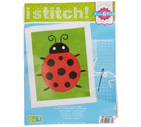 VERVACO Kit Ricamo Principianti Coccinella Educativo attività Canovaccio per Punto Croce Prestampato Set Fai da Te Passatempi Creativi, Stramin, Multicolor, ca. 12,5 x 16 cm