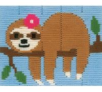 VERVACO Kit Ricamo Principianti Educativo Attività Creative DOLCE BRADIPO Canovaccio per Mezzo Punto ca. 16 x 12,5 cm Set Fai Da Te Passatempi Creativi Beginner Long Stitch Embroidery