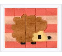 VERVACO Kit Ricamo Principianti Educativo Attività Creative PICCOLO RICCIO Canovaccio per Mezzo Punto ca. 16 x 12,5 cm Set Fai Da Te Passatempi Creativi Beginner Long Stitch Embroidery