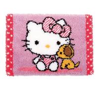 VERVACO Latch Hook Kit per Tappetto Hello Kitty con Il Cane Kit Gancio di Chiusura Tappeto ca. 55 x 38 cm Set Ricamo Principianti Casa Decorazioni attività Creative Adulti Hobby Rilassanti