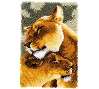VERVACO Latch Hook Kit per Tappetto L'AMICIZIA del Leone III Kit Gancio di Chiusura Tappeto ca. 44 x 68 cm Set Ricamo Principianti Casa Decorazioni attività Creative Adulti Hobby Rilassanti