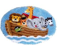 VERVACO Latch Hook Kit per Tappetto L'ARCA di NOÈ Kit Gancio di Chiusura Tappeto ca. 69 x 55 cm Set Ricamo Principianti Casa Decorazioni attività Creative Adulti Hobby Rilassanti