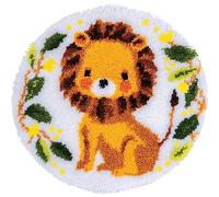 Vervaco Latch Hook Kit Per Tappetto LEONE Kit Gancio Di Chiusura Tappeto ca. 55 x 55 cm Set Ricamo Principianti Casa Decorazioni Attività Creative Adulti Hobby Rilassanti