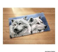 VERVACO Latch Hook Kit per Tappetto Lupi Kit Gancio di Chiusura Tappeto ca. 70 x 45 cm Set Ricamo Principianti Casa Decorazioni attività Creative Adulti Hobby Rilassanti