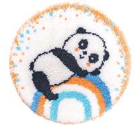 VERVACO Latch Hook Kit Per Tappetto PANDA SULL'ARCOBALENO Kit Gancio Di Chiusura Tappeto ca. 55 x 55 cm Set Ricamo Principianti Casa Decorazioni Attività Creative Adulti Hobby Rilassanti