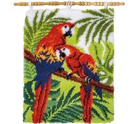 VERVACO Latch Hook Kit Per Tappetto PAPPAGALLI NELLA GIUNGLA Kit Gancio Di Chiusura Tappeto ca. 55 x 72 cm Set Ricamo Principianti Casa Decorazioni Attività Creative Adulti Hobby Rilassanti