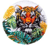 VERVACO Latch Hook Kit Per Tappetto TIGRE CON FOGLIE DELLA GIUNGLA Kit Gancio Di Chiusura Tappeto ca. 67 x 67 cm Set Ricamo Principianti Casa Decorazioni Attività Creative Adulti Hobby Rilassanti