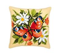 Vervaco, PN-0008587, Cuscino con Kit per Punto Croce, Motivo: Farfalla, Multicolore (Multicolor)