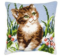 Vervaco PN-0008592 Ver - Cuscino con Kit per Punto Croce, Motivo Gattini