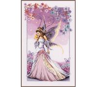 VERVACO Punto Croce Contato Fata Lilla Decorativi Set Fai da Te Creativo Adulti Ricamo Casa Decor Arte da Parete Kit per Hobby Cross Stitch, Multicolor, ca. 23 x 36 cm