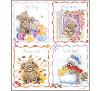 VERVACO Punto Croce Contato Popcorn 4 Stagioni Decorativi Set Fai da Te Creativo Adulti Ricamo Casa Decor Arte da Parete Kit per Hobby Cross Stitch, Cotone, Multicolor, ca. 27 x 31 cm