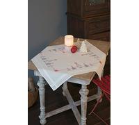 VERVACO Ricamo Punto Croce Kit Prestampato Tovaglie ALBERI DI NATALE Biancheria Da Tavola Set Fai Da Te Creativo 80 x 80 cm Kit Hobby Creativi Adulti Casa Decor Cross Stitch Embroidery