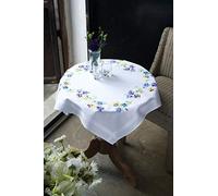 VERVACO Ricamo Punto Croce Kit Prestampato Tovaglie Belle Viole del Pensiero Biancheria da Tavola Set Fai da Te Creativo 80 x 80 cm Kit Hobby Creativi Adulti Casa Decor Cross Stitch Embroidery