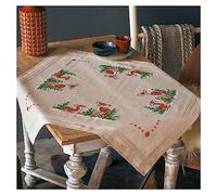 VERVACO Ricamo Punto Croce Kit Prestampato Tovaglie CERVO Biancheria Da Tavola Set Fai Da Te Creativo 80 x 80 cm Kit Hobby Creativi Adulti Casa Decor Cross Stitch Embroidery