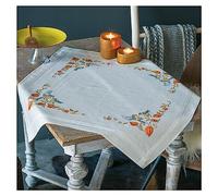 VERVACO Ricamo Punto Croce Kit Prestampato Tovaglie CINCE CON UVA SPINA Biancheria Da Tavola Set Fai Da Te Creativo 80 x 80 cm Kit Hobby Creativi Adulti Casa Decor Cross Stitch Embroidery