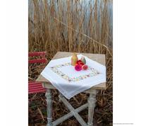 VERVACO Ricamo Punto Croce Kit Prestampato Tovaglie FIORI FRESCHI Biancheria Da Tavola Set Fai Da Te Creativo 80 x 80 cm Kit Hobby Creativi Adulti Casa Decor Cross Stitch Embroidery