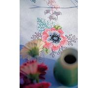 VERVACO Ricamo Punto Croce Kit Prestampato Tovaglie FIORI PASTELLO Biancheria Da Tavola Set Fai Da Te Creativo 80 x 80 cm Kit Hobby Creativi Adulti Casa Decor Cross Stitch Embroidery