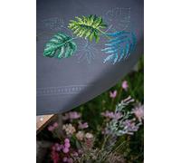 VERVACO Ricamo Punto Croce Kit Prestampato Tovaglie FOGLIE BOTANICHE Biancheria Da Tavola Set Fai Da Te Creativo 80 x 80 cm Kit Hobby Creativi Adulti Casa Decor Cross Stitch Embroidery