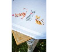 VERVACO Ricamo Punto Croce Kit Prestampato Tovaglie GATTI A STRISCE Biancheria Da Tavola Set Fai Da Te Creativo 80 x 80 cm Kit Hobby Creativi Adulti Casa Decor Cross Stitch Embroidery
