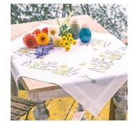 VERVACO Ricamo Punto Croce Kit Prestampato Tovaglie LAVANDA Biancheria Da Tavola Set Fai Da Te Creativo ca. 80 x 80 cm Kit Hobby Creativi Adulti Casa Decor Cross Stitch Embroidery