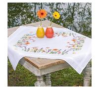VERVACO Ricamo Punto Croce Kit Prestampato Tovaglie LAVANDA E FIORI DI CAMPO Biancheria Da Tavola Set Fai Da Te Creativo 80 x 80 cm Kit Hobby Creativi Adulti Casa Decor Cross Stitch Embroidery
