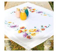 VERVACO Ricamo Punto Croce Kit Prestampato Tovaglie PAPAVERI Biancheria Da Tavola Set Fai Da Te Creativo ca. 80 x 80 cm Kit Hobby Creativi Adulti Casa Decor Cross Stitch Embroidery