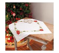 VERVACO Ricamo Punto Croce Kit Prestampato Tovaglie Stelle di Natale Biancheria da Tavola Set Fai da Te Creativo 80 x 80 cm Kit Hobby Creativi Adulti Casa Decor Cross Stitch Embroidery