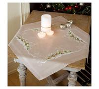 VERVACO Ricamo Punto Croce Kit Prestampato Tovaglie Villaggio nella Neve Biancheria da Tavola Set Fai da Te Creativo 80 x 80 cm Kit Hobby Creativi Adulti Casa Decor Cross Stitch Embroidery