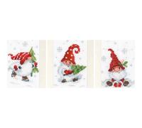 Vervaco Set punto croce Biglietti d'auguri "Gnomi di Natale nella neve" Set di 3