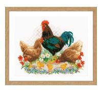 Vervaco Set punto croce "Gallo e galline", 32x26cm
