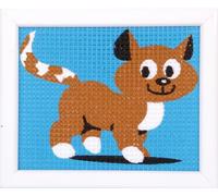 VERVACO Set Ricamo Punto Croce Kit Ricamo Principianti Gattino Educativo attività Creative ca. 16 x 12,5 cm Canovaccio per Punto Croce Prestampato Set Fai da Te Passatempi Creativi
