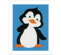 VERVACO Set Ricamo Punto Croce Bambini Pinguino Quadretto Mezzo Punto per Bambini ca. 12,5 x 16 cm Ricamo Principianti Punto Croce Prestampato Set Fai da Te Passatempi Creativi Bambini