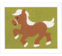 VERVACO Set Ricamo Punto Croce Kit Ricamo Principianti Pony Educativo attività Creative ca. 16 x 12,5 cm Canovaccio per Punto Croce Prestampato Set Fai da Te Passatempi Creativi