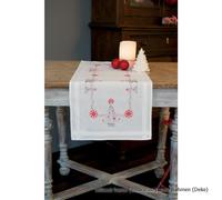 Vervaco Stampato Set di ricamo da tavolo Runner "Christmassy Red/Grey", motivo d