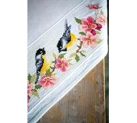 VERVACO Tovaglia Punto Croce Con Tela Aida UCCELLI E FIORI Biancheria Da Tavola Set Fai Da Te Creativo Punto Croce Contato Kit 80 x 80 cm Hobby Creativi Adulti Casa Decor Cross Stitch Embroidery