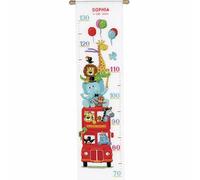 VERVACOKit Punto Croce Contato Autobus Divertente Tabella di Crescita Decorativi per Pareti ca. 18 x 70 cm Set Fai da Te Creativo Adulti Ricamo Casa Decor Kit per Hobby Cross Stitch Embroidery