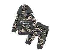 Verve Jelly 2 pezzi Neonati maschietti Autunno Abbigliamento Abiti Lettera Stampa Pullover con cappuccio Top Pantaloni mimetici Set di vestiti
