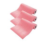 Verve Jelly 3 rotoli di fodere per mensole non adesive, impermeabili, a prova di olio, per frigorifero, per cassetti, tavoli, mobili da cucina, dispensa, a quadretti rossi, 30 x 300 cm