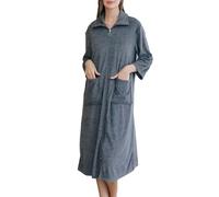 Verve Jelly Accappatoio da Donna in Pile con Cerniera Caldo e Accogliente, soffice e Lungo, Camicia da Notte, Pigiami con Tasche, Grigio XL