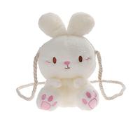 Verve Jelly Borsa a tracolla da donna Borsa a forma di coniglietto Zaino con coniglio Mini portamonete Portafoglio Soffice catena a tracolla Borsa piccola Borsa porta chiavi per carte Zaino, Bianco 2