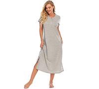 Verve Jelly Camicia da Notte a Righe da Donna Camicia da Notte a Maniche Corte Camicia da Notte abbottonata Camicia da Notte Camicia da Notte Abito Premaman