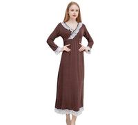 Verve Jelly Camicia da Notte da Donna a Maniche Lunghe in Pizzo Camicia da Notte con Scollo a V Pigiama Abito Pigiama Camicie da Notte per Allattamento