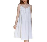 Verve Jelly Camicia da Notte da Donna Pigiama Ampio con Scollo a V Abito da Pigiama Camicia da Notte Morbida Senza Maniche Camicia da Notte Chemise Bianca L
