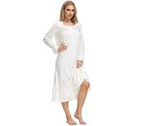 Verve Jelly Camicia da Notte da Donna Vintage Vittoriana a Manica Lunga Camicia da Notte Pigiama Vestito Leggero Morbido Abbigliamento Casa